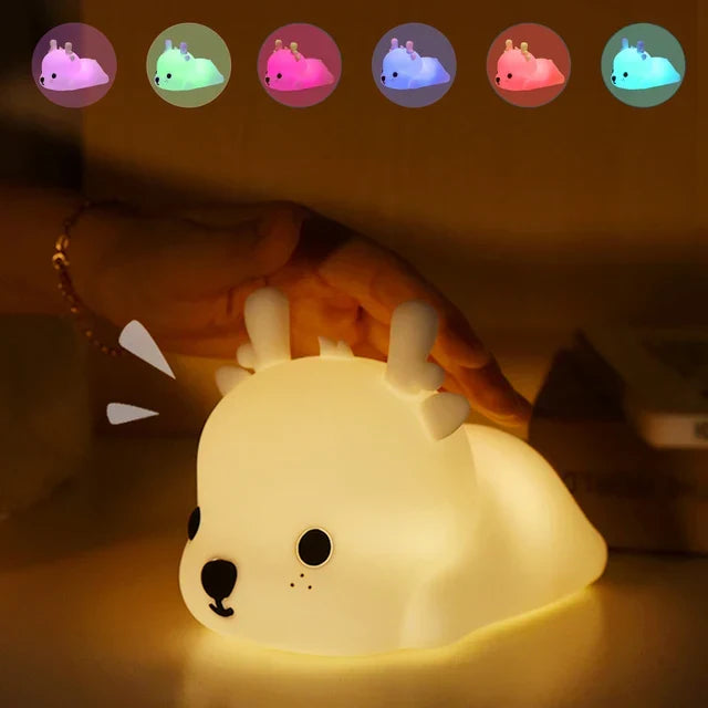 BunnyGlow - Ściemnialna LED Nocna Lampa dla Dzieci z Dotykowym Sterowaniem i Funkcją Ładowania USB