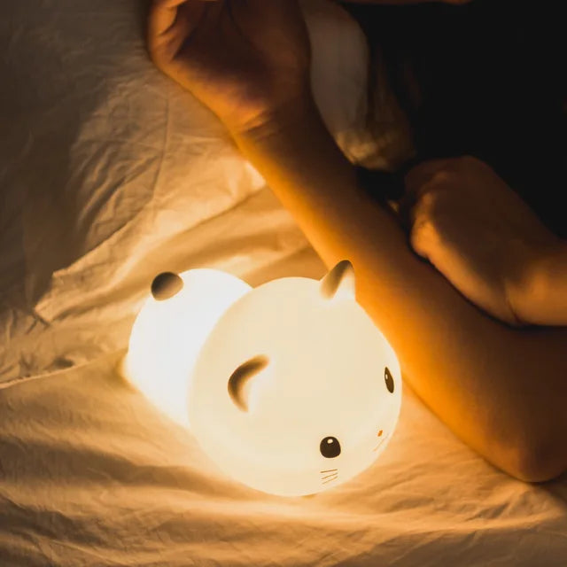 BunnyGlow - Ściemnialna LED Nocna Lampa dla Dzieci z Dotykowym Sterowaniem i Funkcją Ładowania USB
