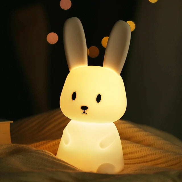 BunnyGlow - Ściemnialna LED Nocna Lampa dla Dzieci z Dotykowym Sterowaniem i Funkcją Ładowania USB