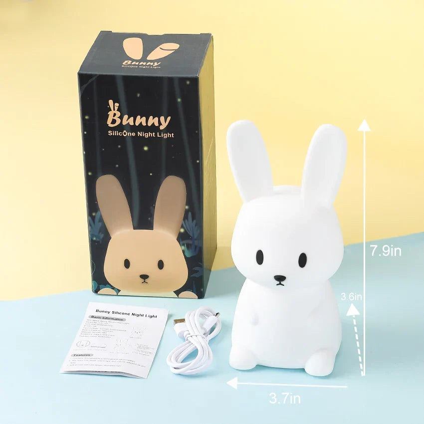 BunnyGlow - Ściemnialna LED Nocna Lampa dla Dzieci z Dotykowym Sterowaniem i Funkcją Ładowania USB
