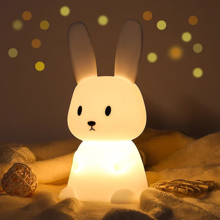 BunnyGlow - Ściemnialna LED Nocna Lampa dla Dzieci z Dotykowym Sterowaniem i Funkcją Ładowania USB