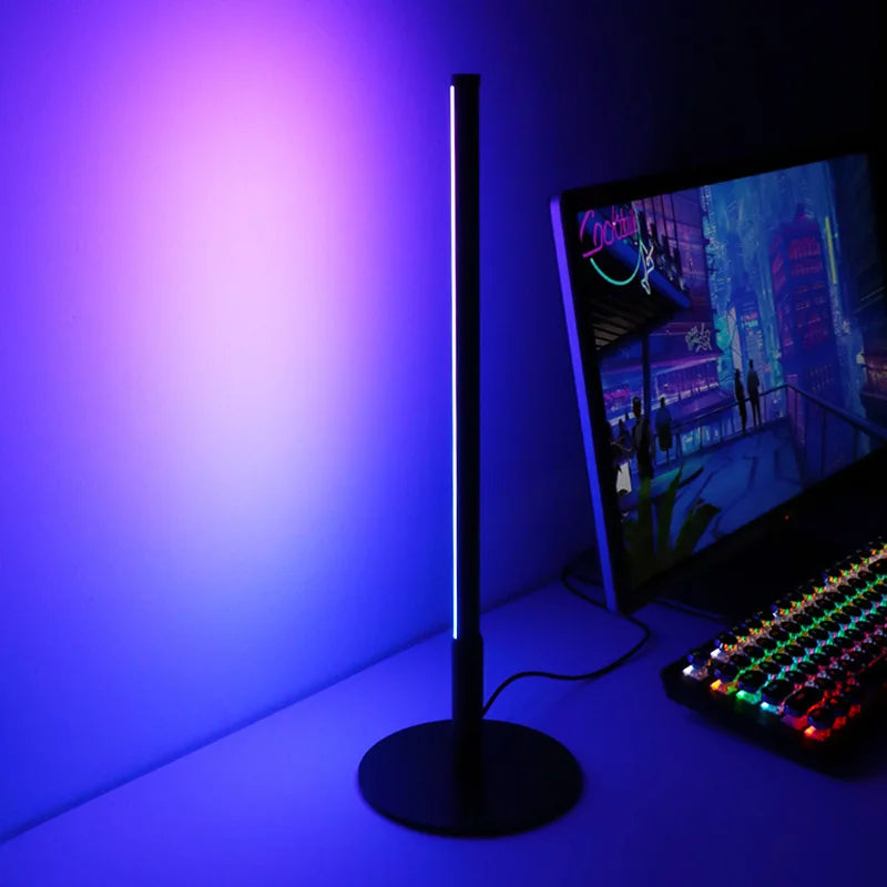 LumiGlow - Nowoczesna Lampa Podłogowa LED z Okrągłą Podstawą | Zmiana Koloru RGB i Ściemnialna
