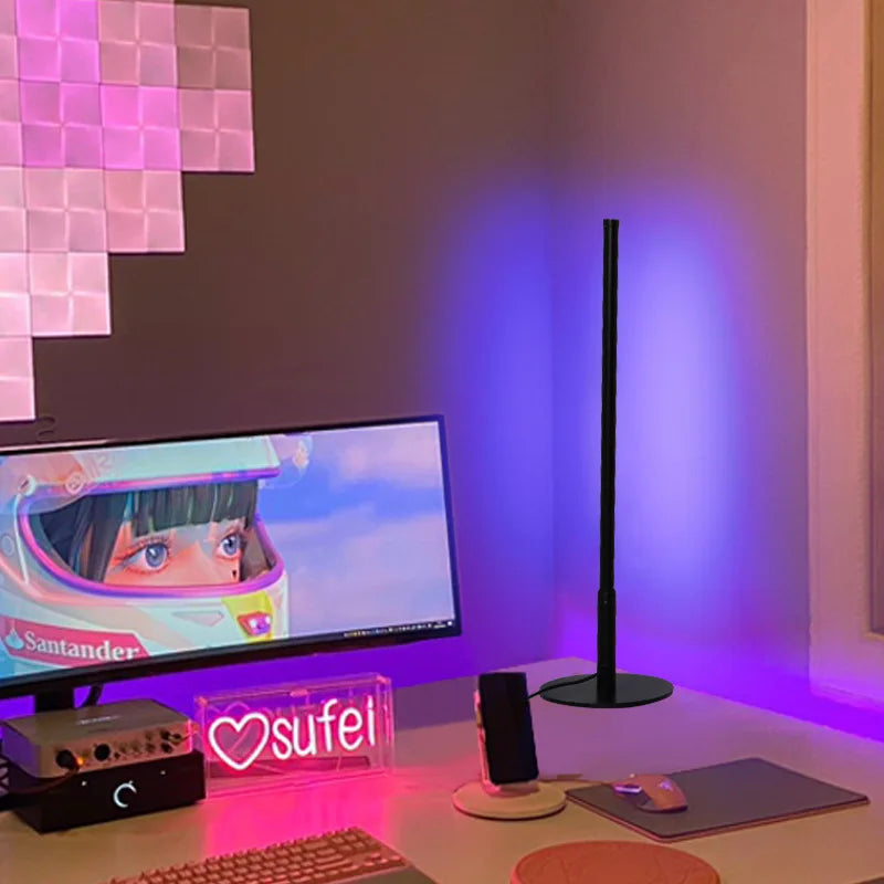 LumiGlow - Nowoczesna Lampa Podłogowa LED z Okrągłą Podstawą | Zmiana Koloru RGB i Ściemnialna