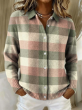 Grace | Pastellrutigt Stickat Cardigan