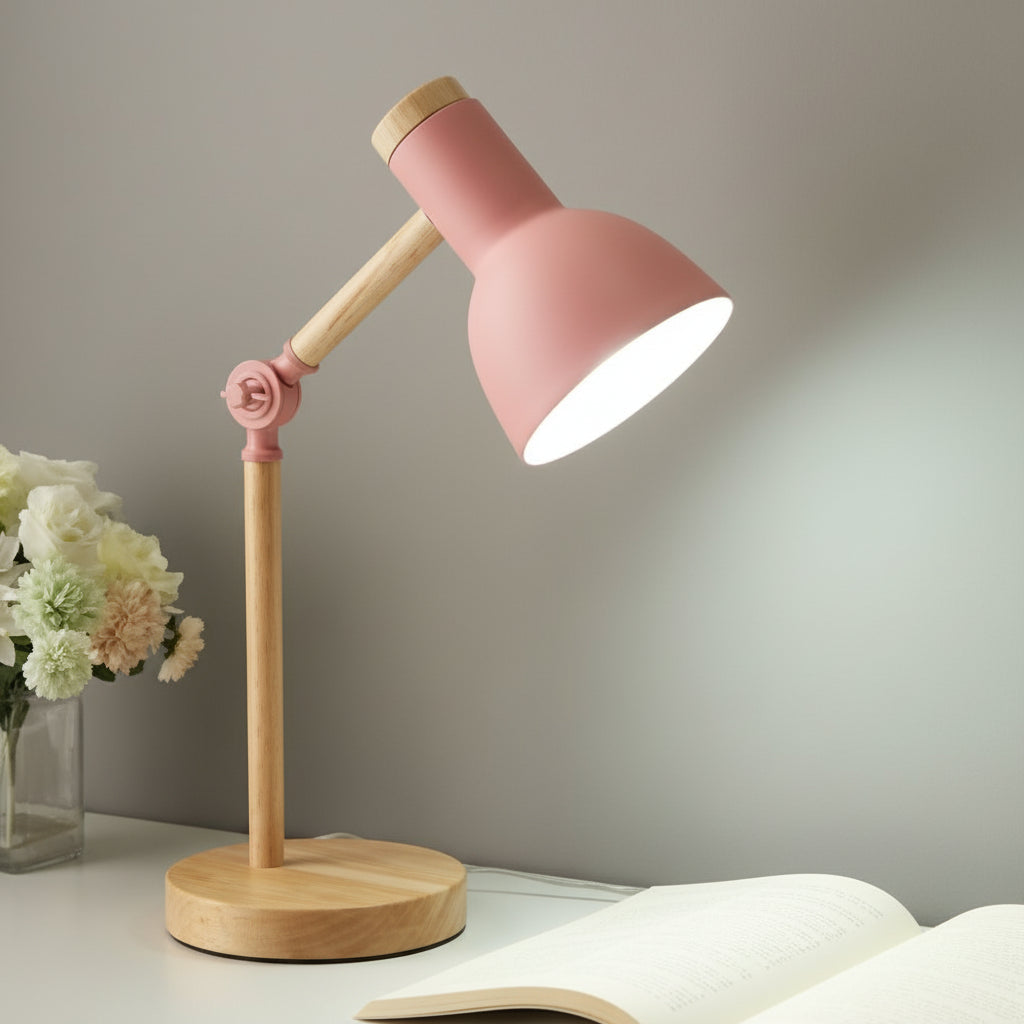 Lampa biurkowa Drewniana Skandynawska Regulowana Nowoczesna Lampa Stołowa