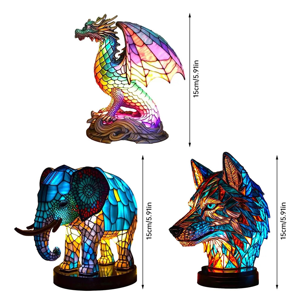 LumeWolf - Lampa Stołowa LED z Wzorem Wilka – Ręcznie Wykonana Dekoracyjna Oświetlenie