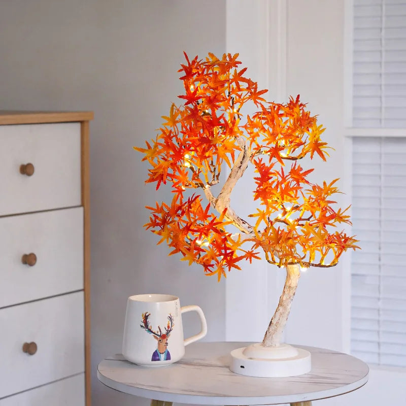 LumiLeaf - LED Klonowy Bonsai Lampa Stołowa – Nastrojowa Lampa do Salonu i Sypialni