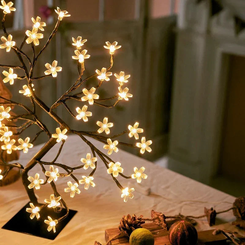 GlowBlossom - Lampa Stołowa LED z Kwiatami Wiśni – Nastrojowe Oświetlenie do Salonu i Sypialni