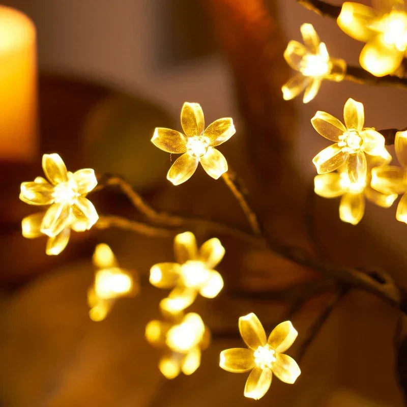 GlowBlossom - Lampa Stołowa LED z Kwiatami Wiśni – Nastrojowe Oświetlenie do Salonu i Sypialni