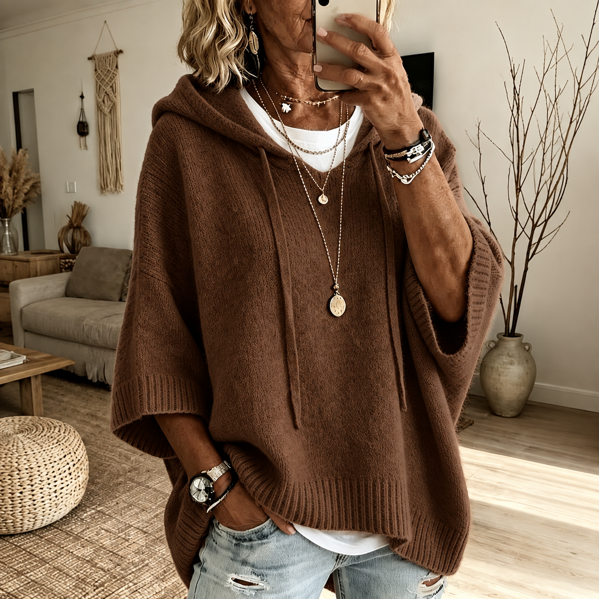 Louise – Brun Poncho Tröja