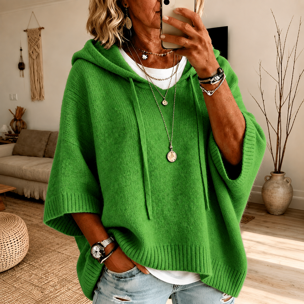 Margaux – Grön Poncho Tröja