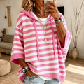 Emilie – Rosa Randig Poncho Tröja