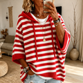 Charlotte – Röd Randig Poncho Tröja