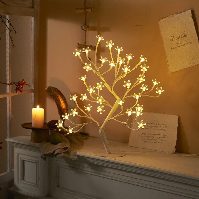 GlowBlossom - Lampa Stołowa LED z Kwiatami Wiśni – Nastrojowe Oświetlenie do Salonu i Sypialni