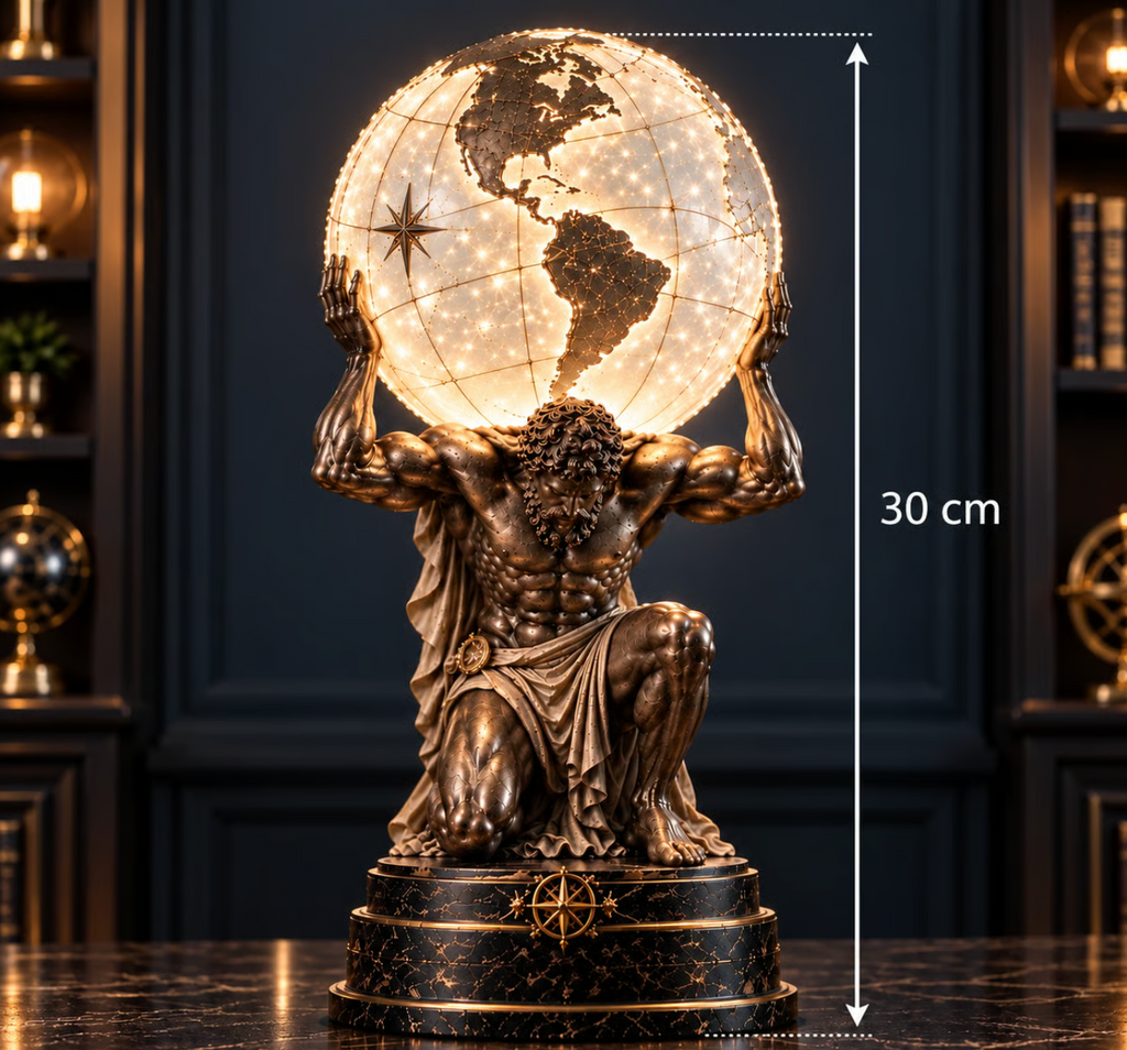 Oświetlona Lampa Kuli Świata Atlasu
