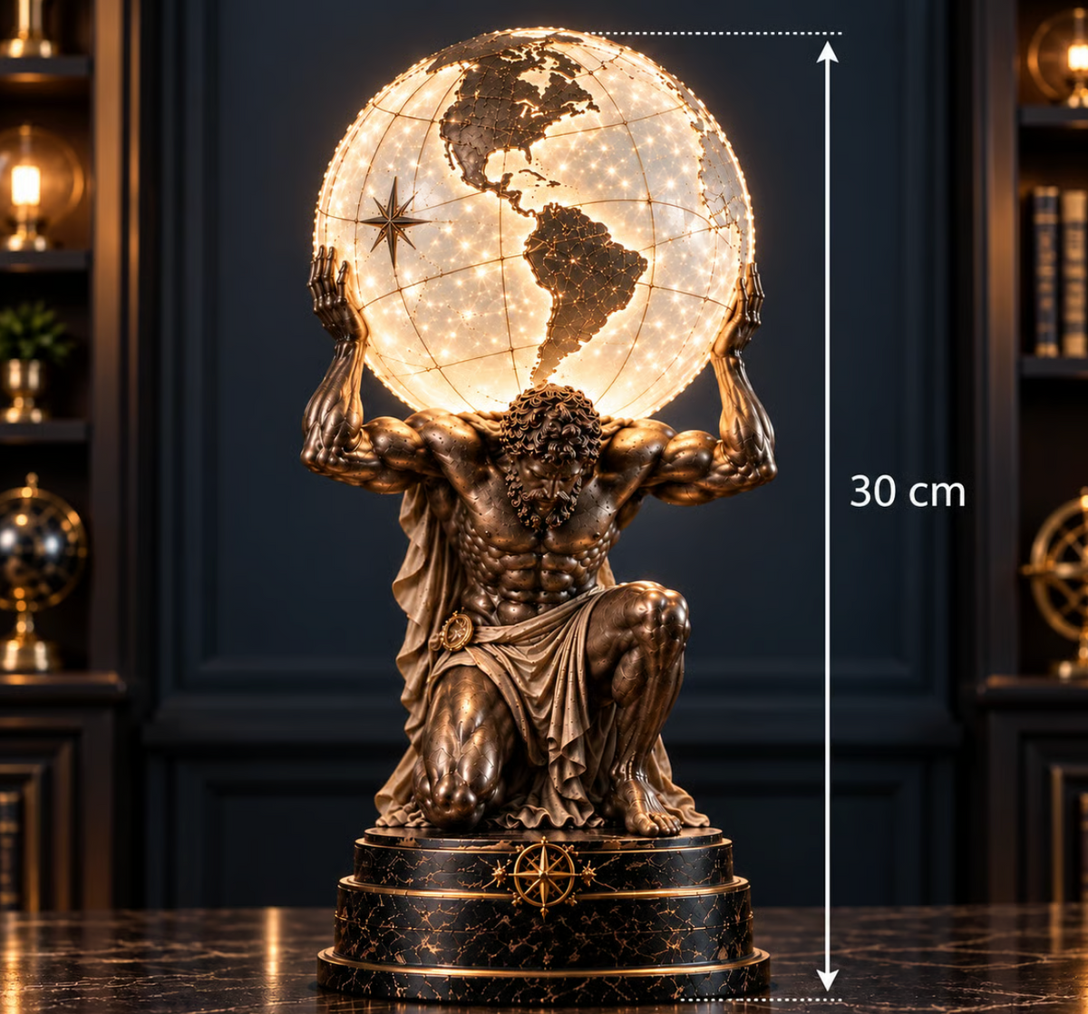 Oświetlona Lampa Kuli Świata Atlasu