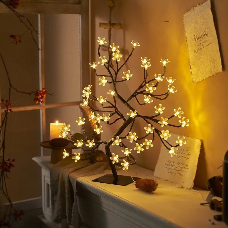 GlowBlossom - Lampa Stołowa LED z Kwiatami Wiśni – Nastrojowe Oświetlenie do Salonu i Sypialni