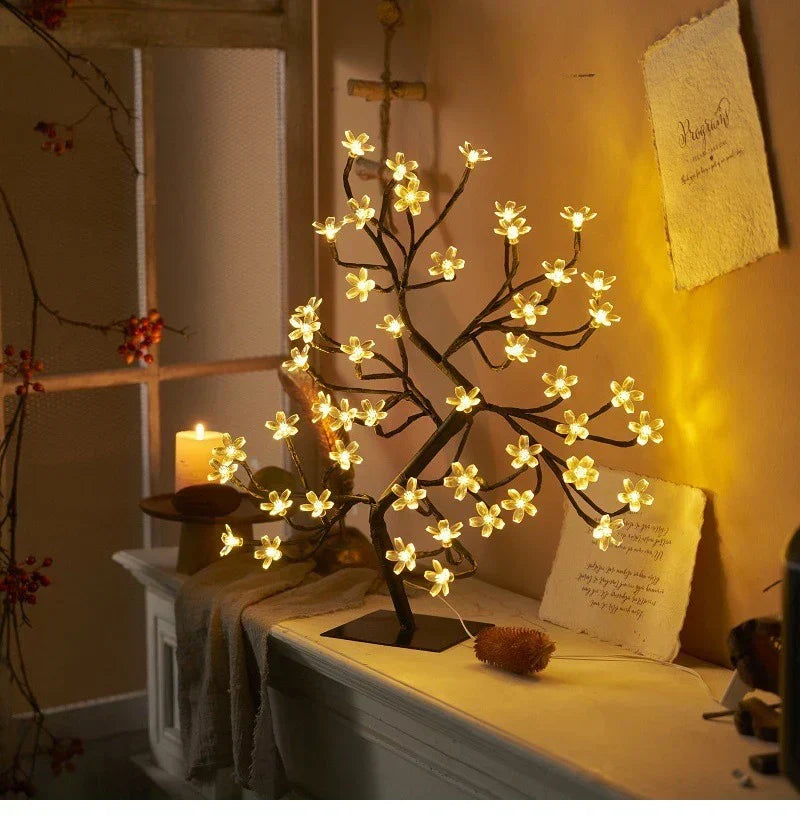 GlowBlossom - Lampa Stołowa LED z Kwiatami Wiśni – Nastrojowe Oświetlenie do Salonu i Sypialni