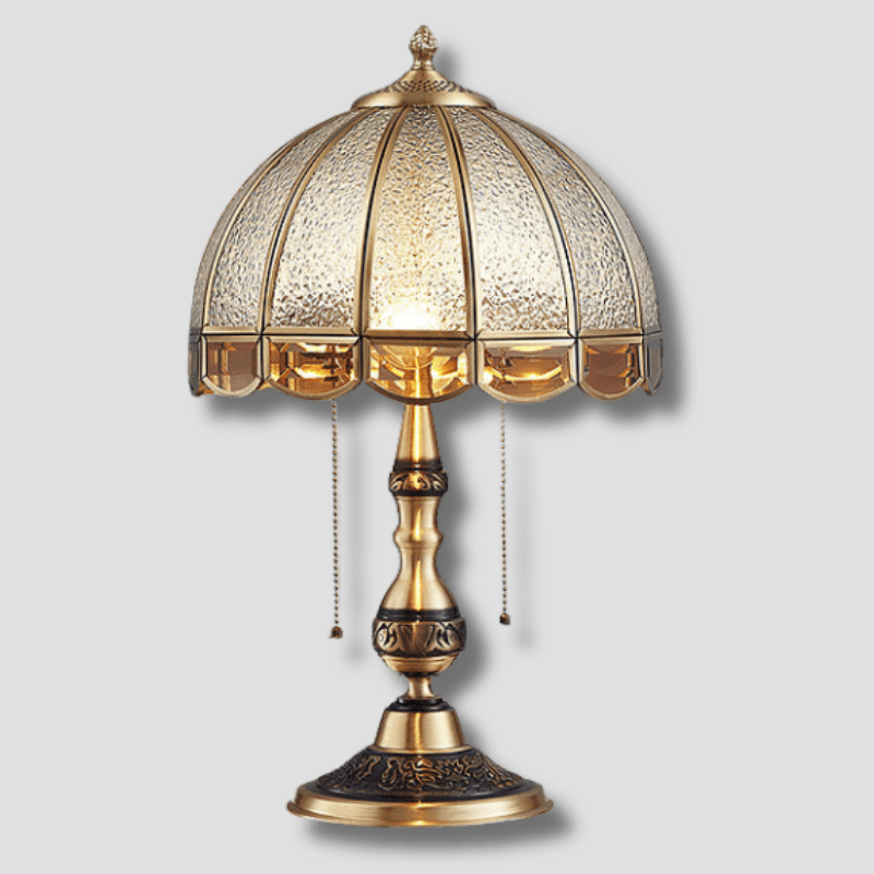 HeritageGlow - Antyczna Brązowa Lampa Stołowa