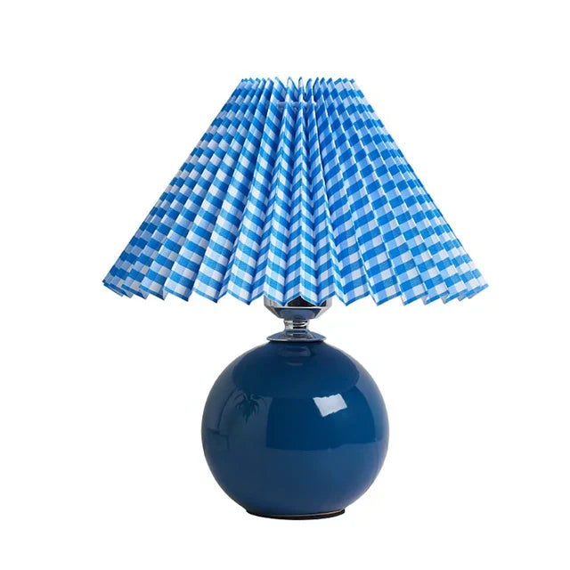 RetroGlow - Vintage Lampa Stołowa z Fałdowanym Kloszem – Stylowa Retro Lampa Nocna