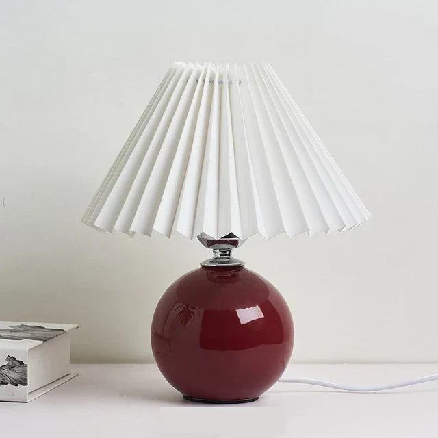 RetroGlow - Vintage Lampa Stołowa z Fałdowanym Kloszem – Stylowa Retro Lampa Nocna