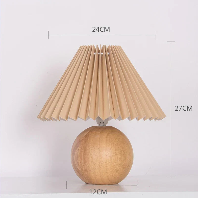 RetroGlow - Vintage Lampa Stołowa z Fałdowanym Kloszem – Stylowa Retro Lampa Nocna