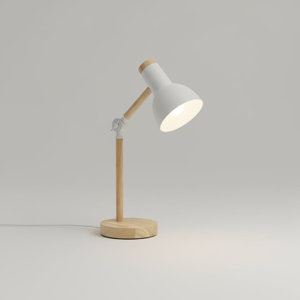 Lampa biurkowa Drewniana Skandynawska Regulowana Nowoczesna Lampa Stołowa