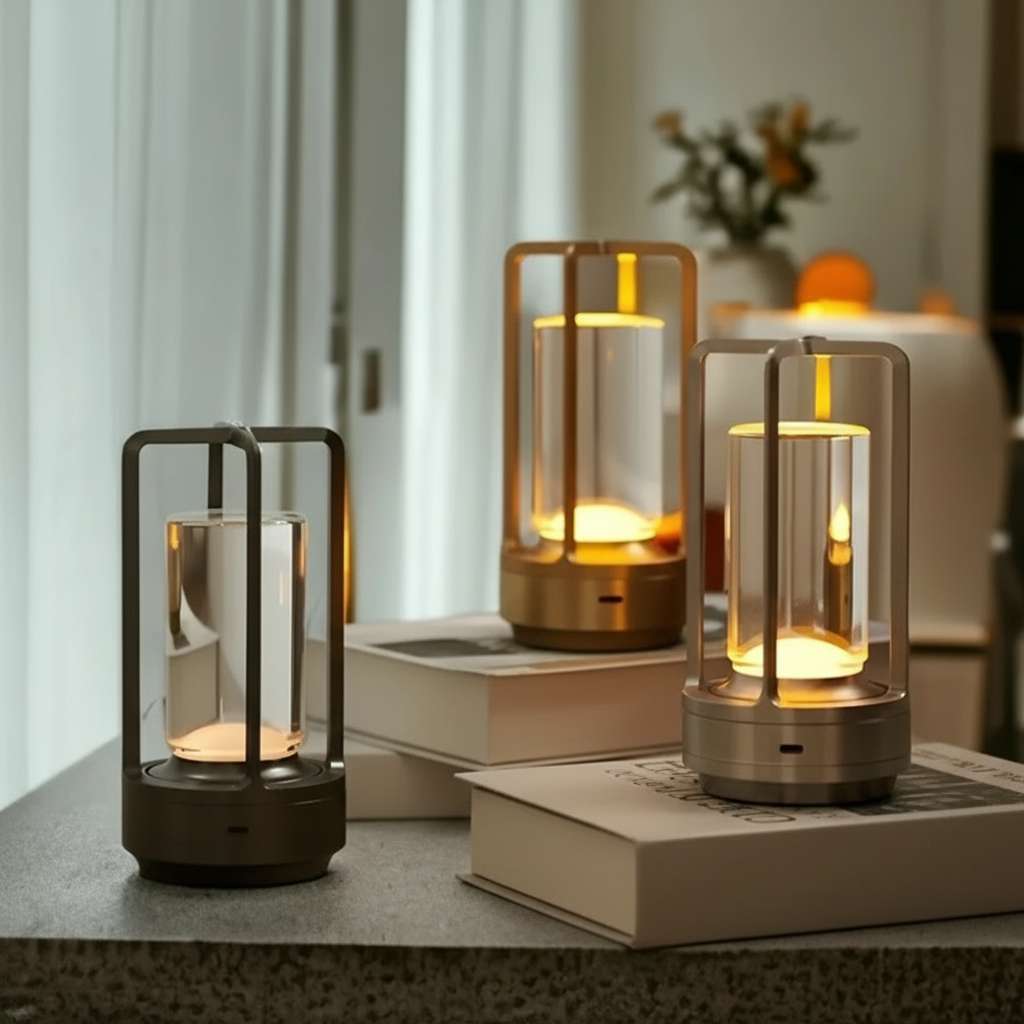 Lampa Stołowa LED w Stylu Skandynawskim, Ściemniana, Bezprzewodowa, Ładowalna