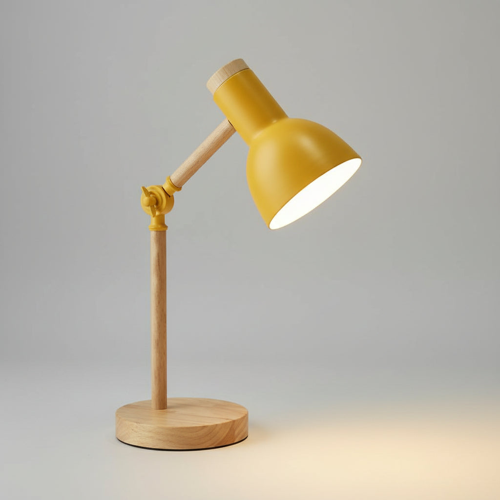 Lampa biurkowa Drewniana Skandynawska Regulowana Nowoczesna Lampa Stołowa