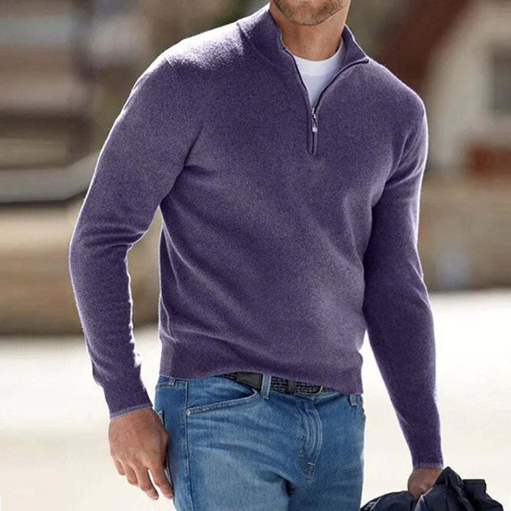 Sweter z zamkiem męski | Elegancki i oddychający ciepły