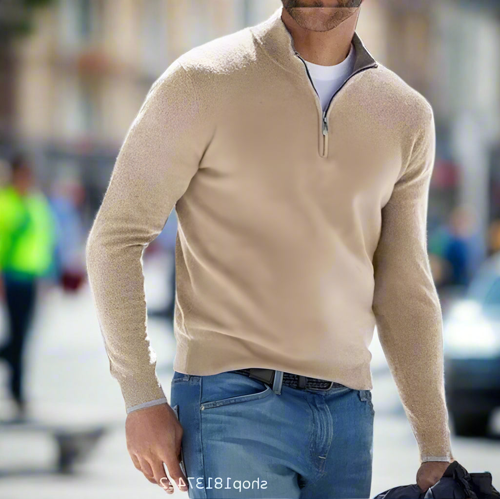 Sweter z zamkiem męski | Elegancki i oddychający ciepły