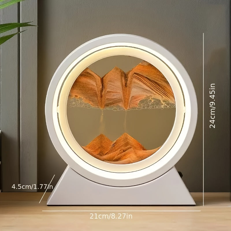 LumiSand - 3D Ruchomy Obraz Piaskowy Lampa LED na Stół, Szklana Scena z Piaskiem Nocna Lampa, Romantyczna Dekoracja Domowa