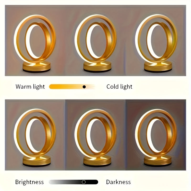 LumiSunset - Nowoczesna Metalowa Lampa Stołowa, Zasilana przez USB, Ściemniana Lampa Biurkowa