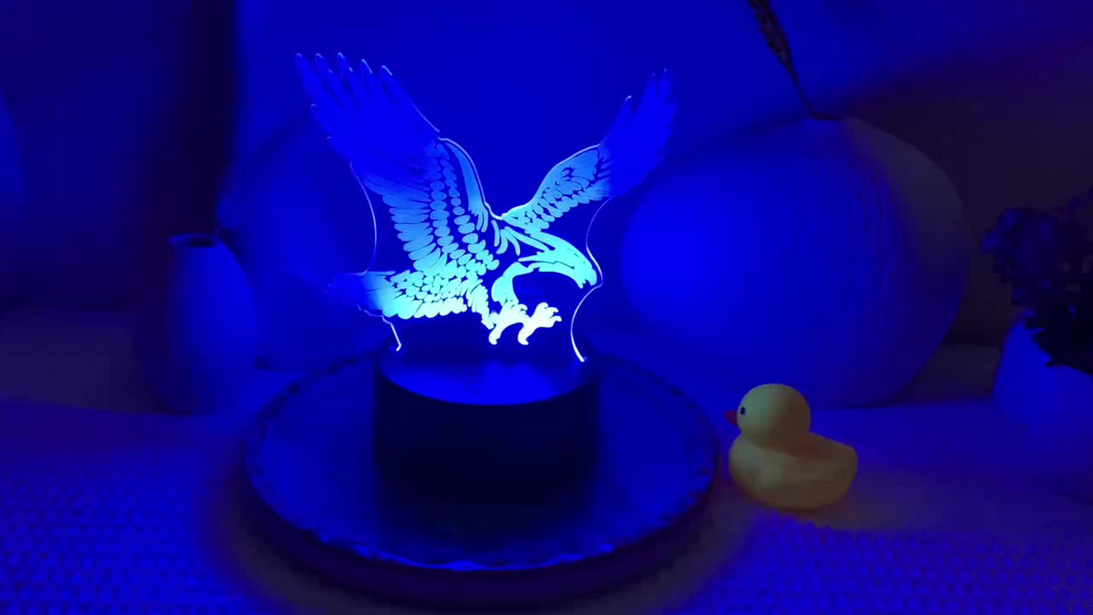 EagleLight - 3D LED Nocna Lampa z Dotykowym Sterowaniem, 7 Kolorów USB Lampka Stołowa