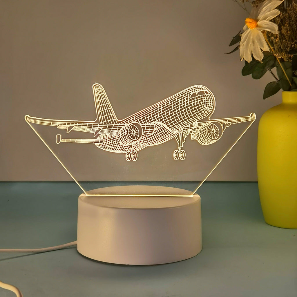 SkyGlow - 3D Samolot Akrylowa Lampka Nocna z USB, LED Lampka Stołowa