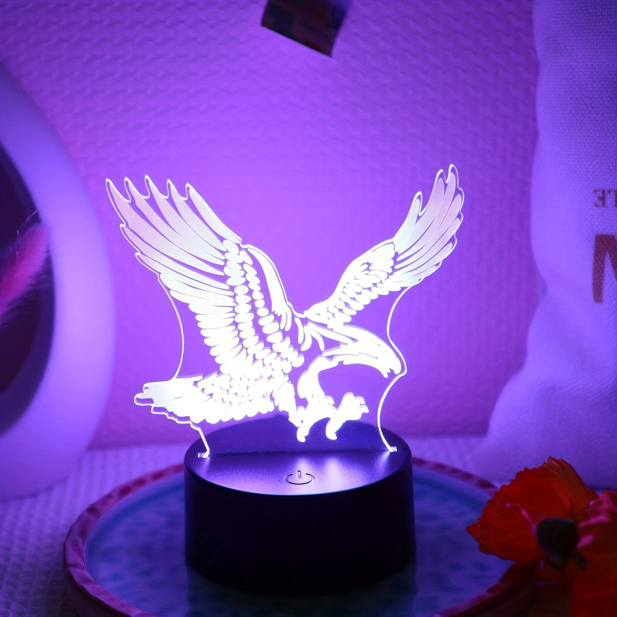 EagleLight - 3D LED Nocna Lampa z Dotykowym Sterowaniem, 7 Kolorów USB Lampka Stołowa
