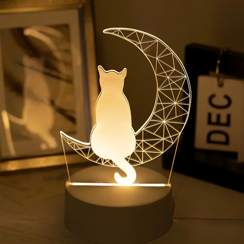 MaanLamp - 3D Kot USB Lampa Stołowa