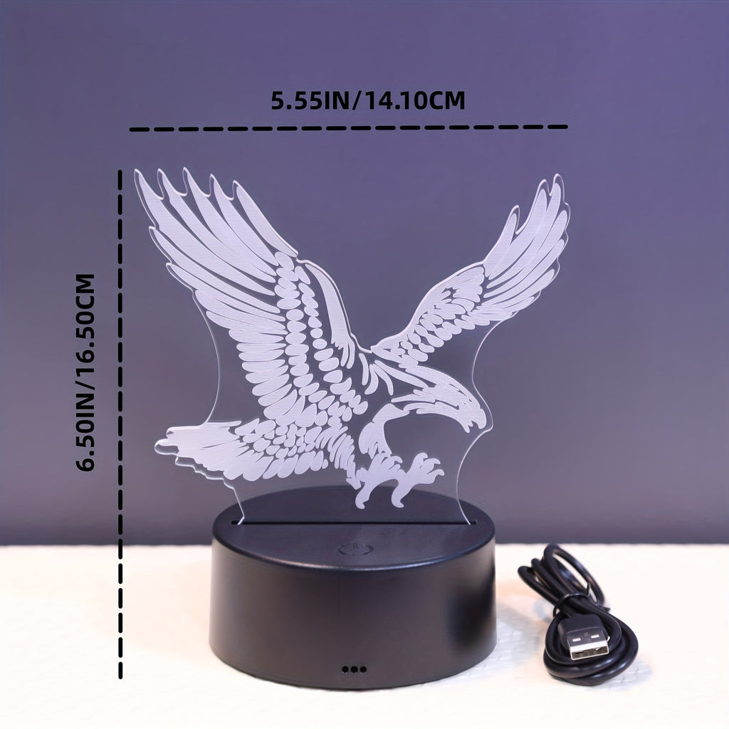 EagleLight - 3D LED Nocna Lampa z Dotykowym Sterowaniem, 7 Kolorów USB Lampka Stołowa