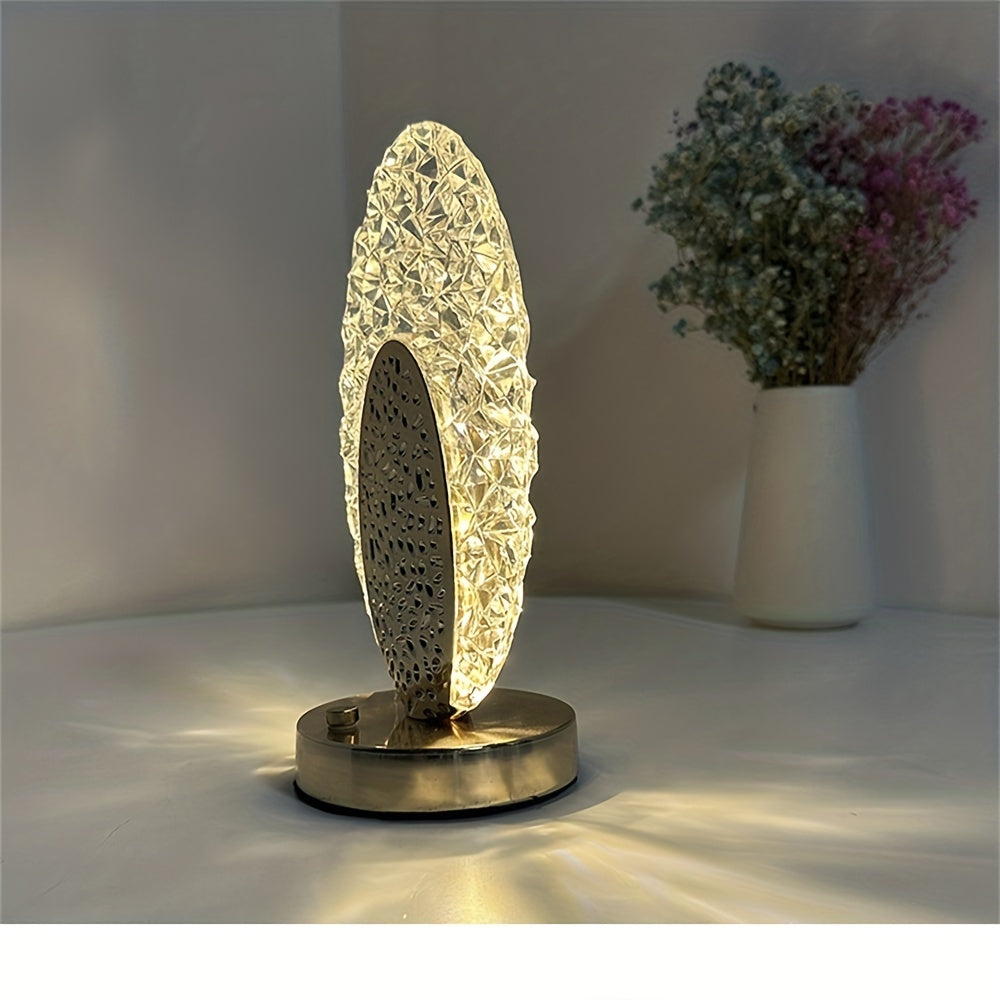 FeatherLamp - USB Dotykowa Lampa Stołowa z Designem Piór Pawia, Nieskończona Regulacja Jasności LED