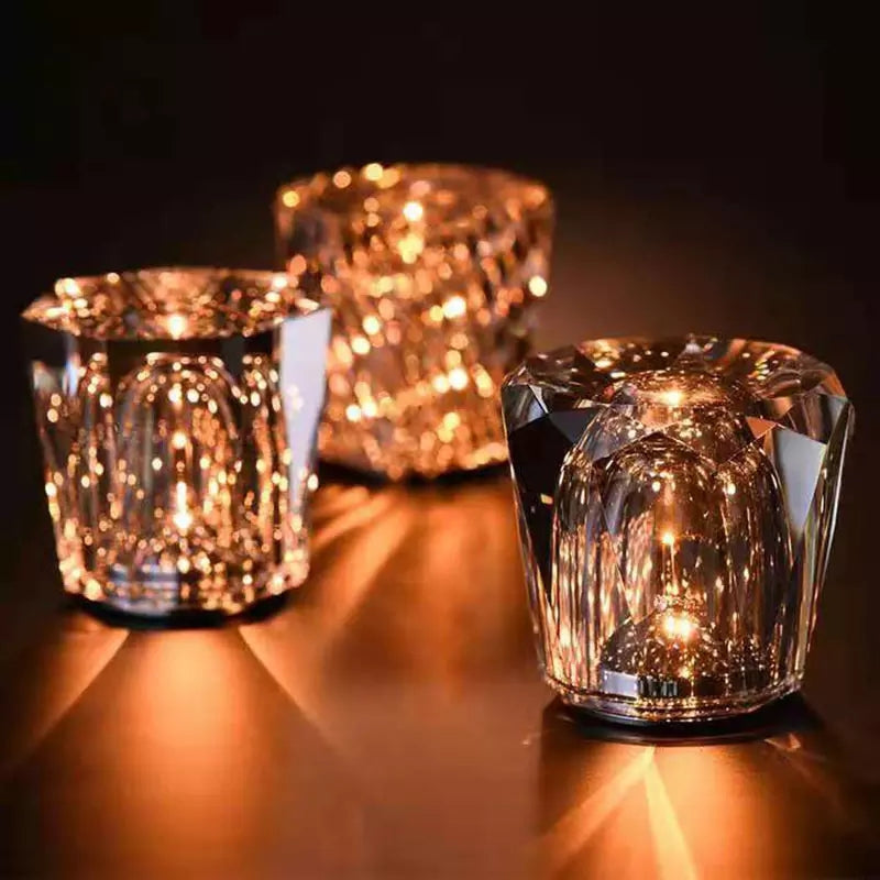 CrystalGlow - Bezprzewodowa Kryształowa Lampa Stołowa z Oświetleniem LED