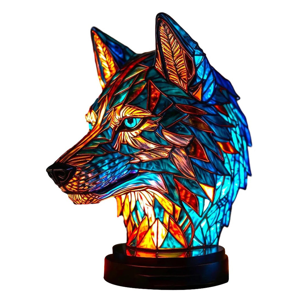 LumeWolf - Lampa Stołowa LED z Wzorem Wilka – Ręcznie Wykonana Dekoracyjna Oświetlenie