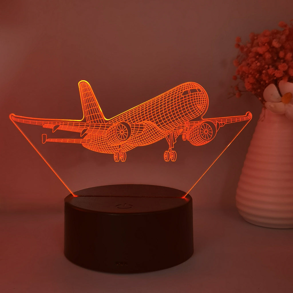 SkyGlow - 3D Samolot Akrylowa Lampka Nocna z USB, LED Lampka Stołowa