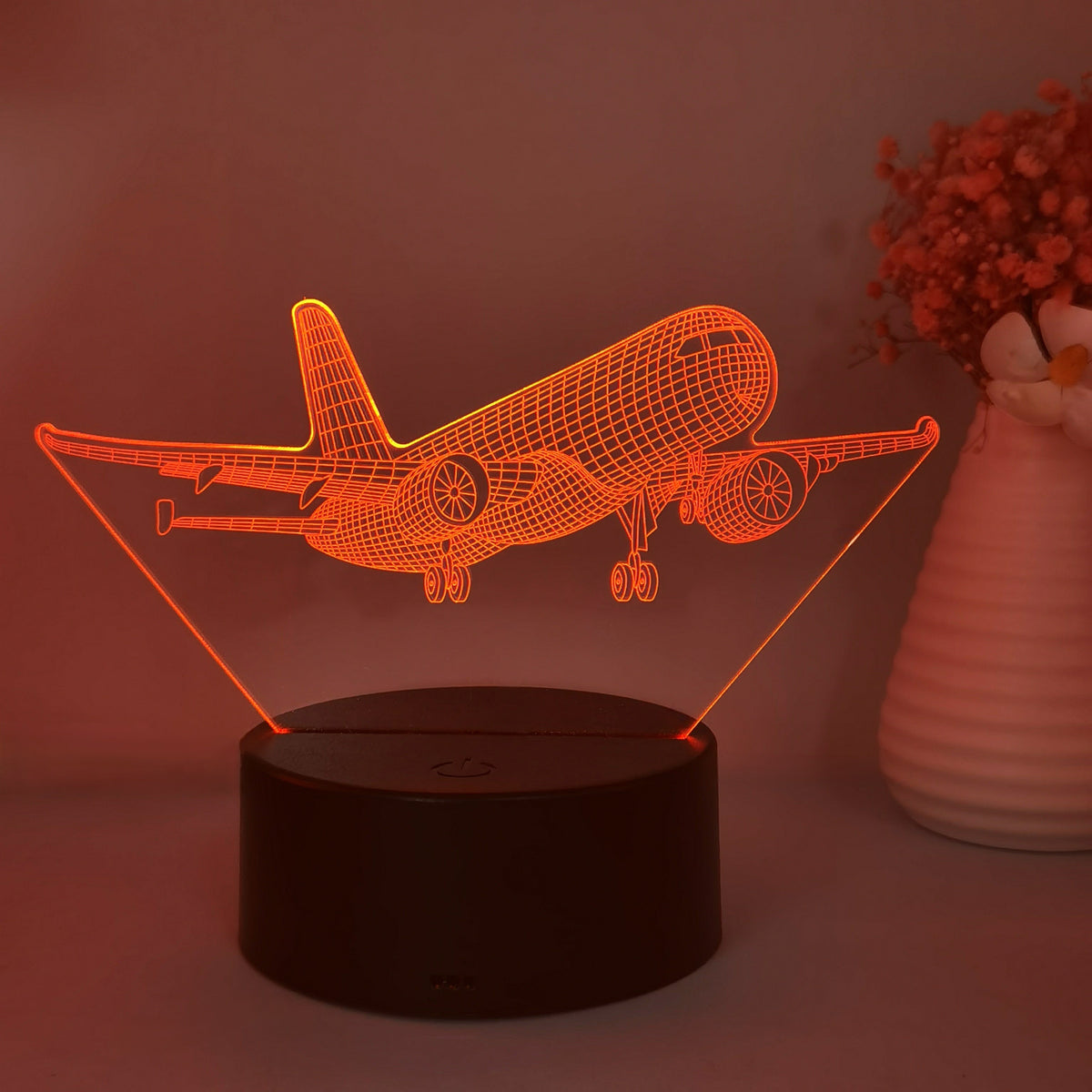 SkyGlow - 3D Samolot Akrylowa Lampka Nocna z USB, LED Lampka Stołowa