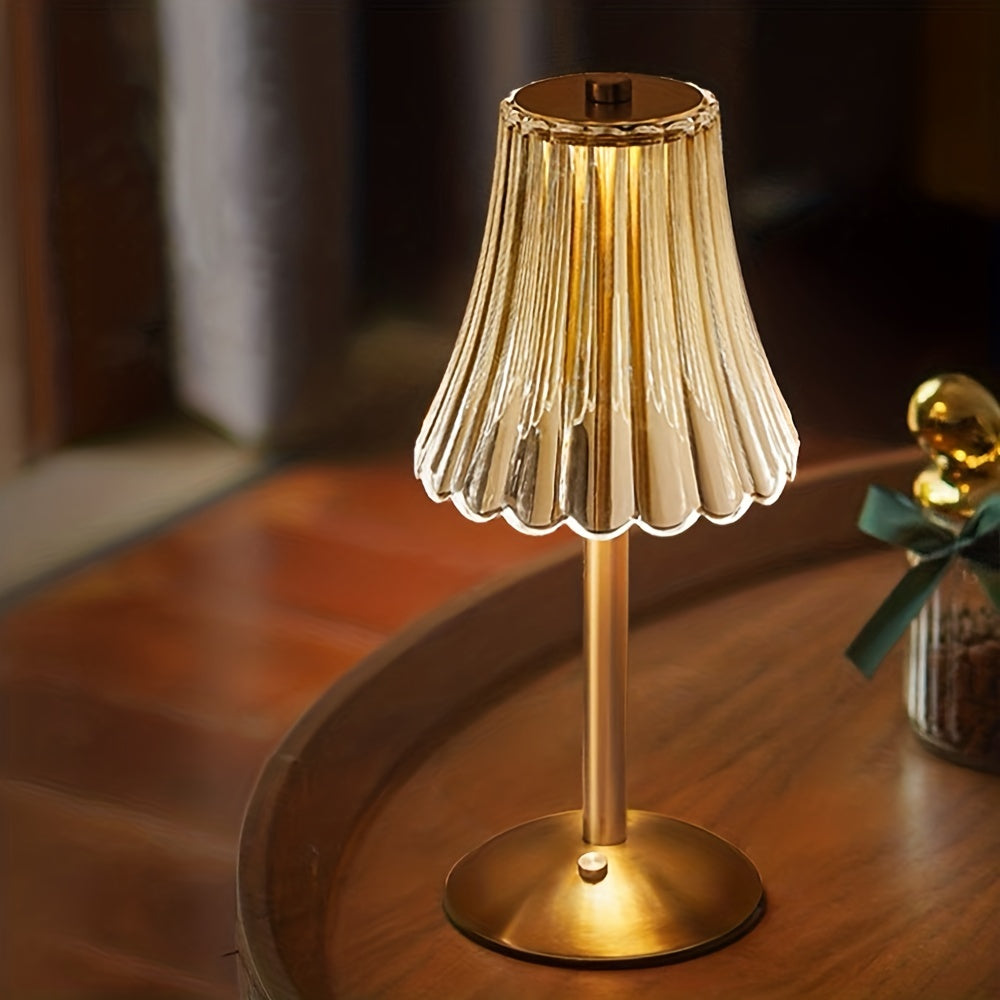 Crystaluxe - Lampa Stołowa LED z Kryształami z Dotykowym Sterowaniem, Trzy Kolory Światła
