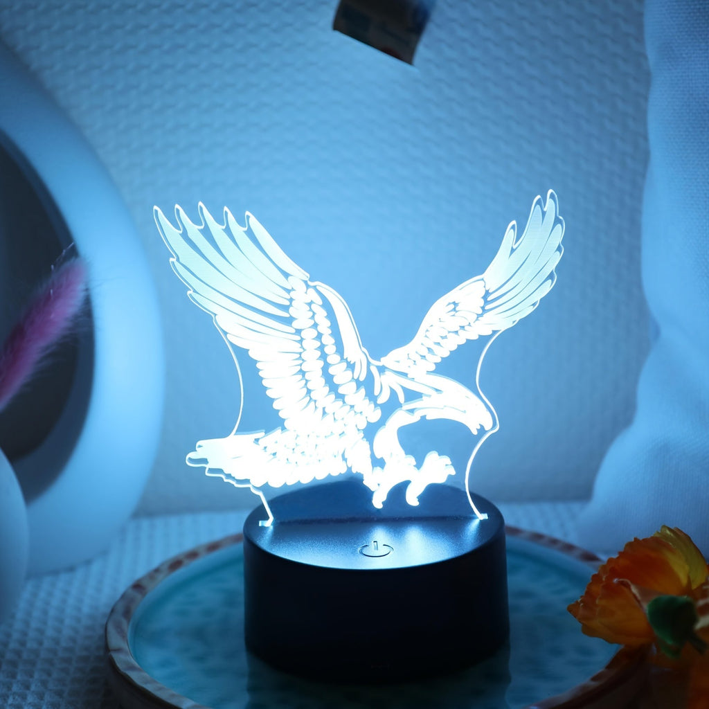 EagleLight - 3D LED Nocna Lampa z Dotykowym Sterowaniem, 7 Kolorów USB Lampka Stołowa