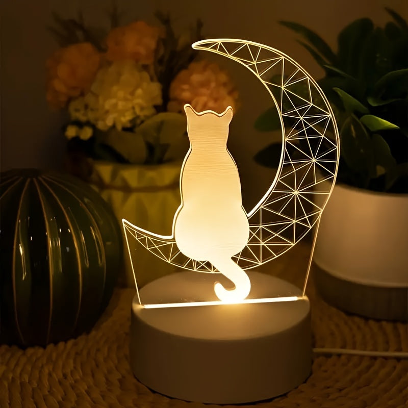 MaanLamp - 3D Kot USB Lampa Stołowa