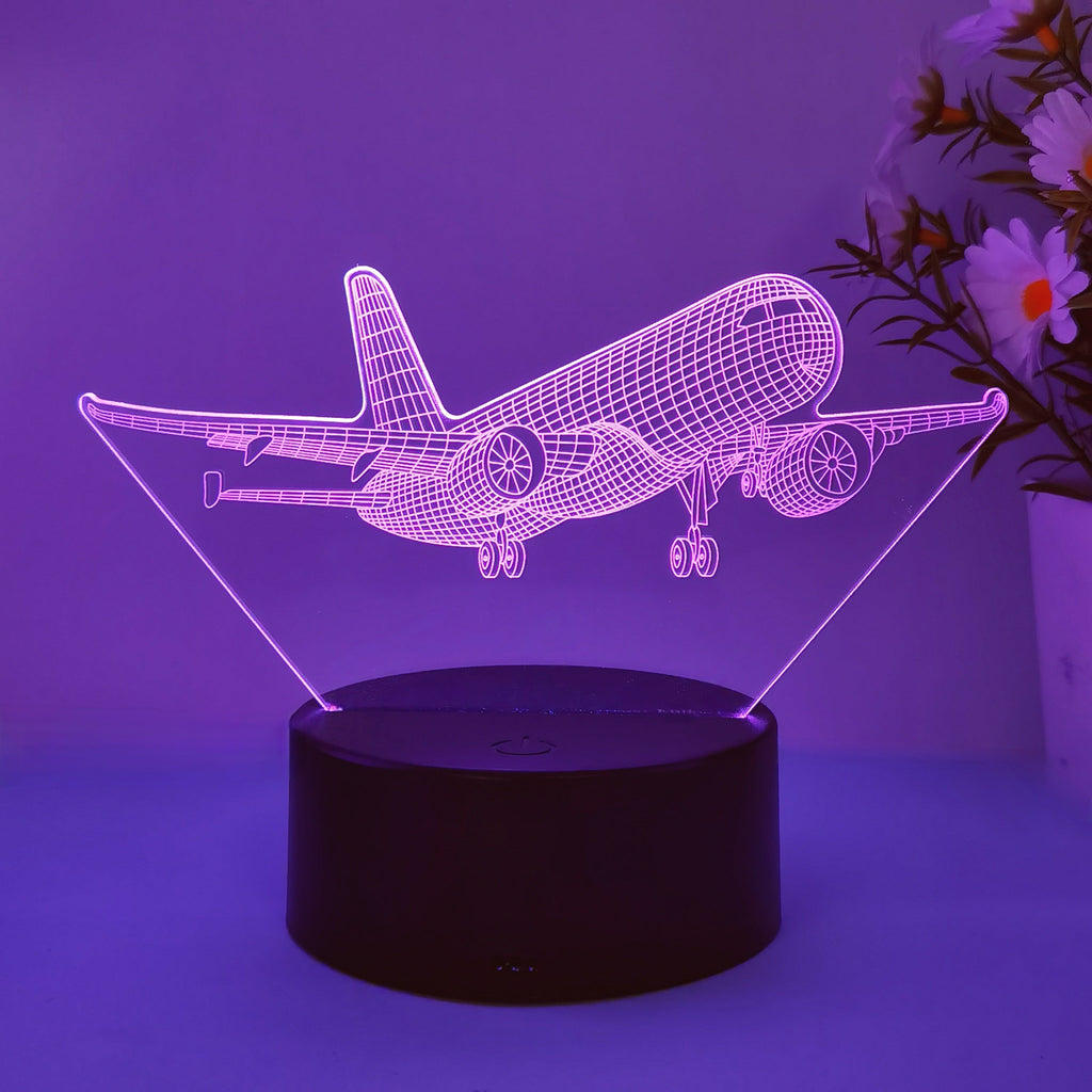 SkyGlow - 3D Samolot Akrylowa Lampka Nocna z USB, LED Lampka Stołowa