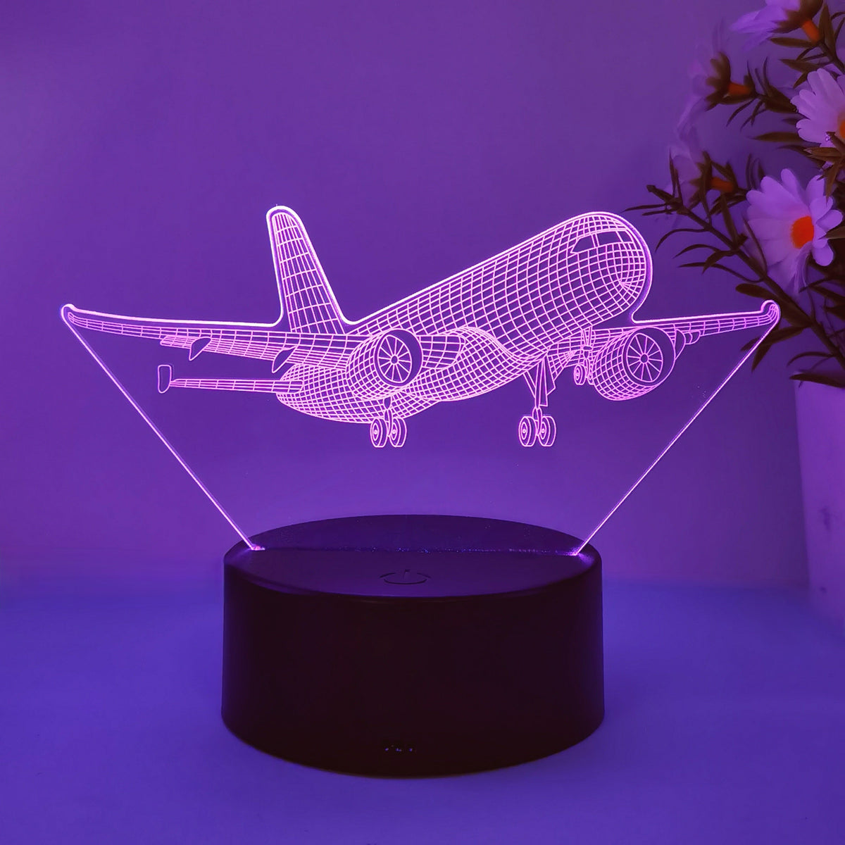 SkyGlow - 3D Samolot Akrylowa Lampka Nocna z USB, LED Lampka Stołowa