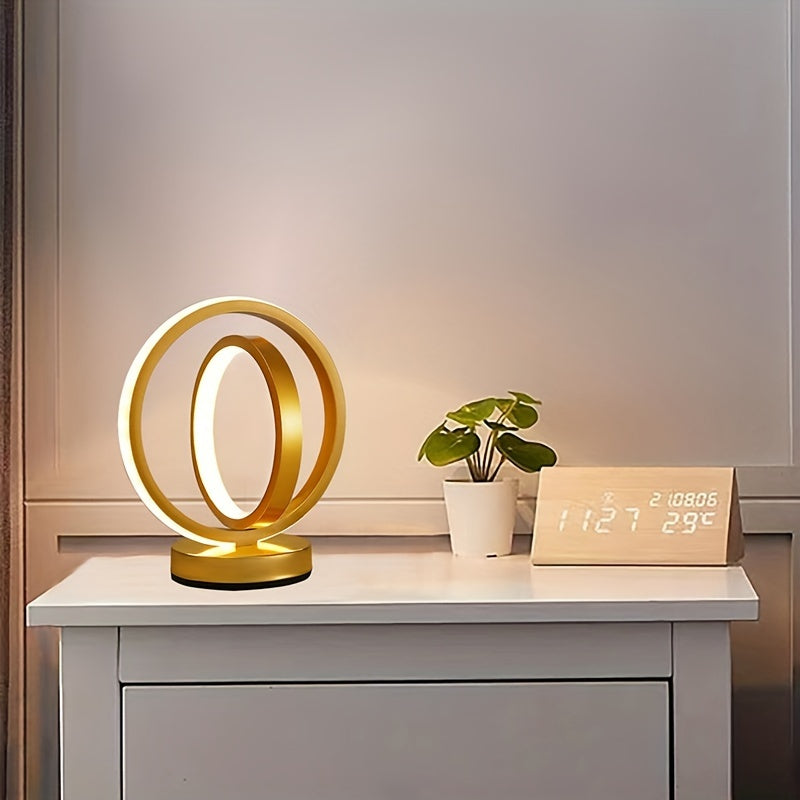 LumiSunset - Nowoczesna Metalowa Lampa Stołowa, Zasilana przez USB, Ściemniana Lampa Biurkowa