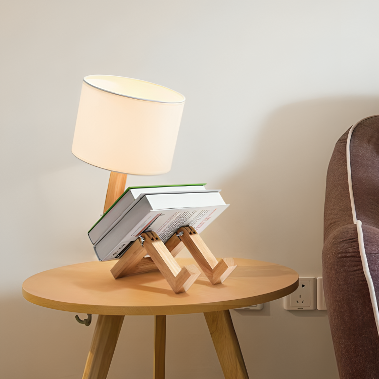 NordicLight - Skandynawska Lampa Stołowa z Półką na Książki